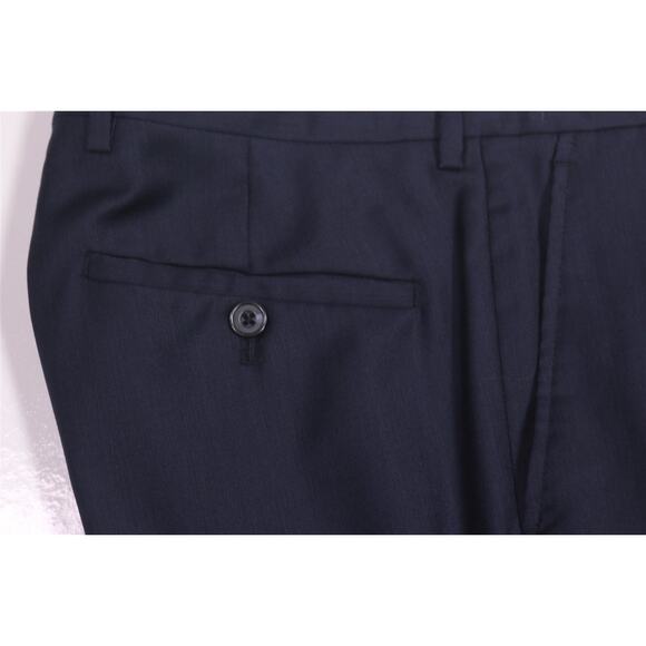 TM Lewin Navy Blue Wool Sharkskin Dress Pants Trousers Flat Front 30x32 - Picture 3 of 7
